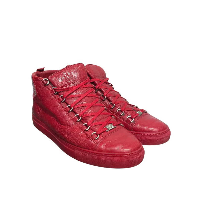 Casual  Shoes For Everyday Wear BALENCIAGA/Hi-Sneakers/EU 45/Leather/RED/ARENA HIGH