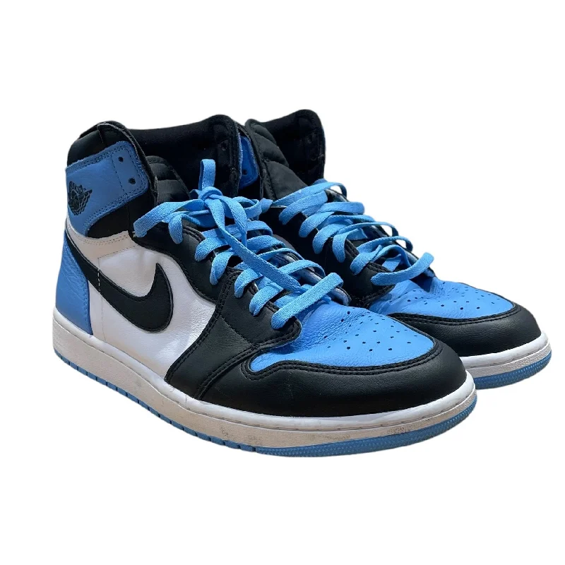 Men's Supportive Boots NIKE/Hi-Sneakers/US 12/Leather/BLU/Air Jordan 1 Retro UNC Toe