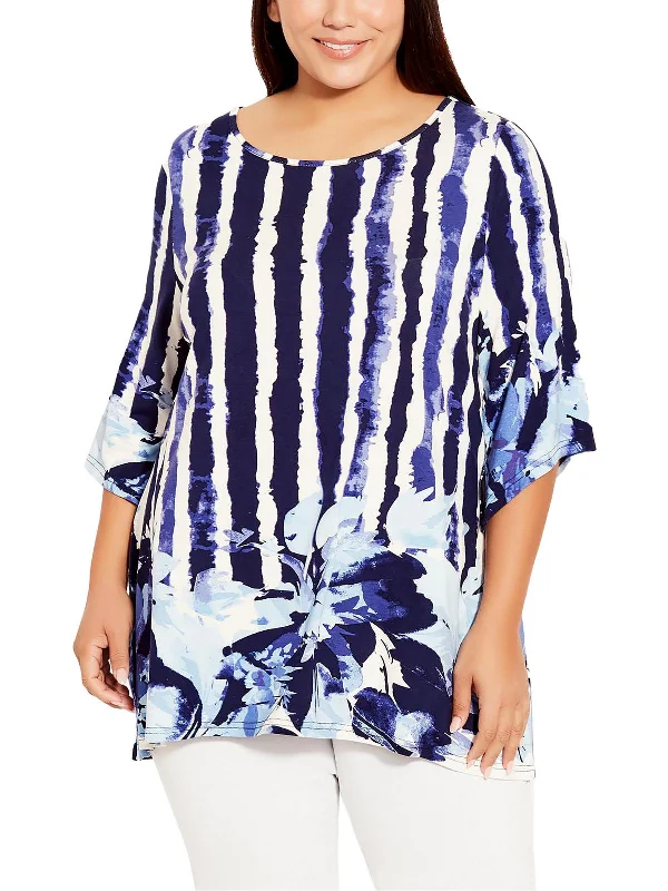 Timeless Women's Garments Plus Womens Relaxed Fit Abstract Tunic Top