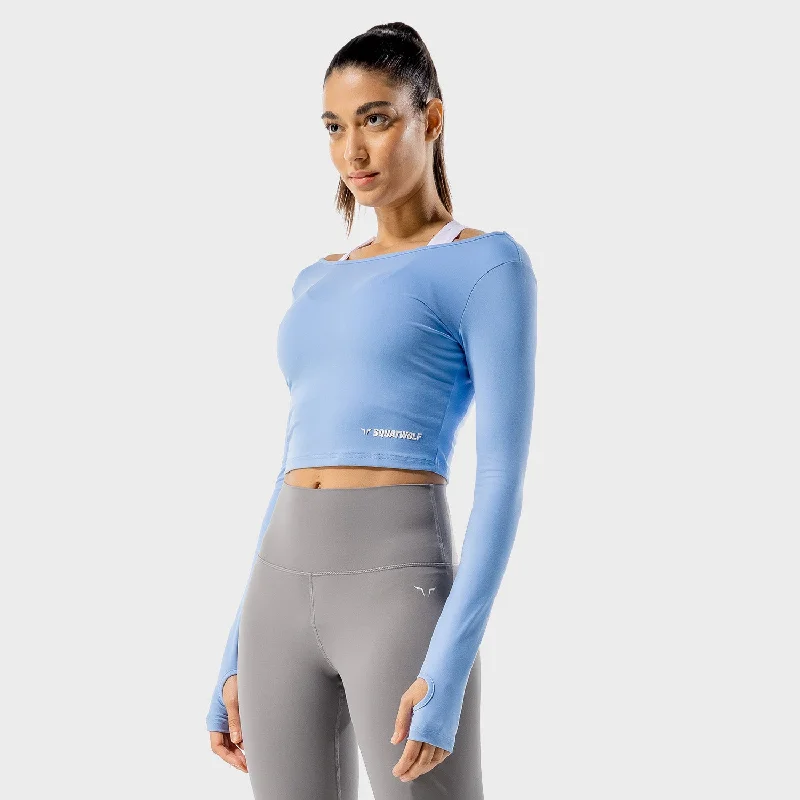 Comfortable Women's Apparel Warrior Crop Tee - Baby Blue