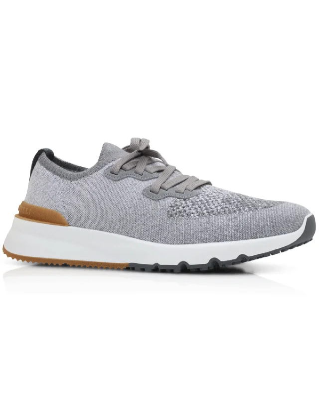 Men's Premium Shoes Knit Sneaker in Grey and White