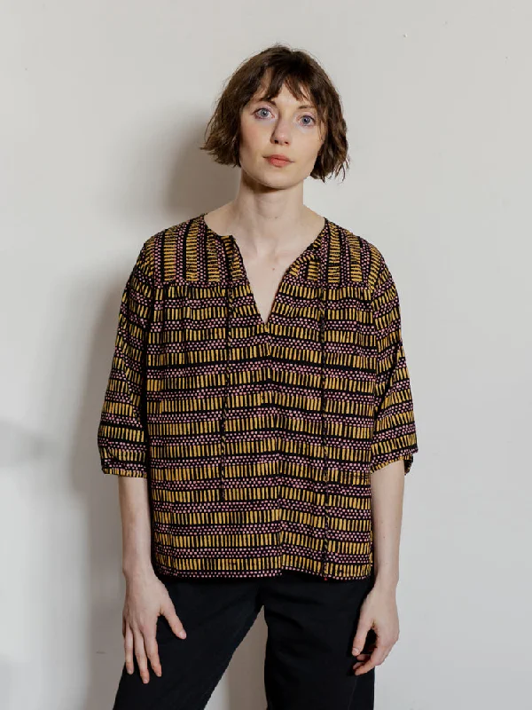 Relaxed Style Devi Blouse - Dots And Dashes Yellow