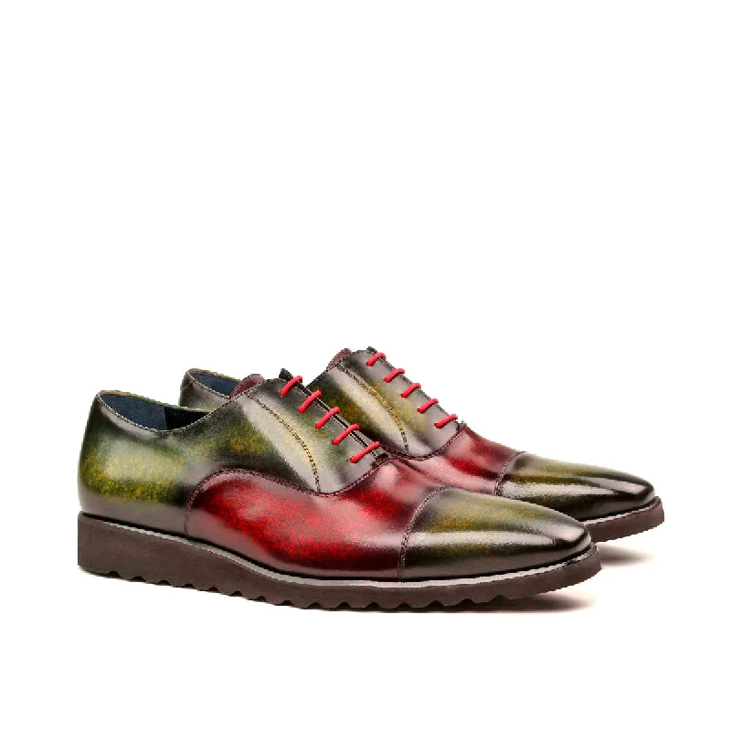 Men's Adaptive Fit Shoes DapperFam Rafael in Khaki / Burgundy Men's Hand-Painted Patina Oxford Men's Adaptive Fit Shoes DapperFam Rafael in Khaki / Burgundy Men's Hand-Painted Patina Oxford