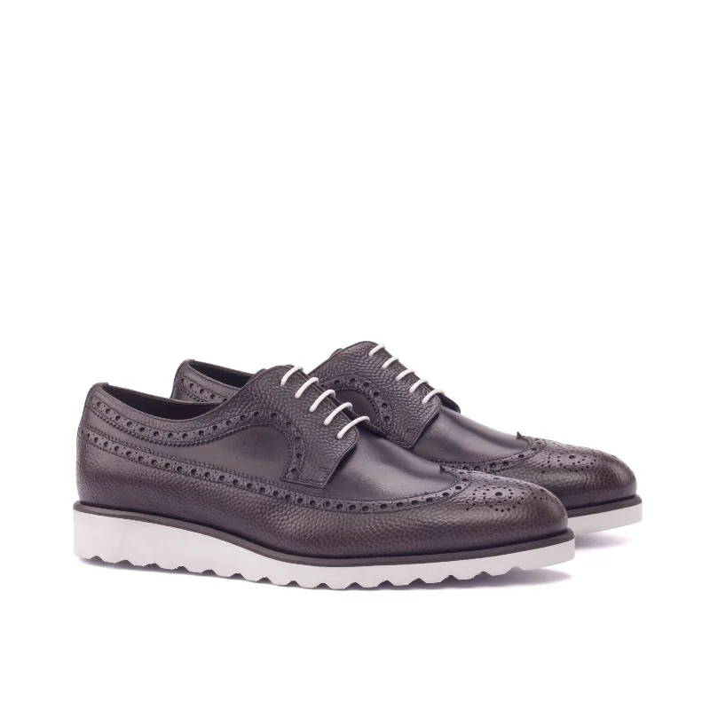 Men's Stylish Shoes DapperFam Zephyr in Dark Brown Men's Italian Leather & Italian Pebble Grain Leather Longwing Blucher Men's Stylish Shoes DapperFam Zephyr in Dark Brown Men's Italian Leather & Italian Pebble Grain Leather Longwing Blucher
