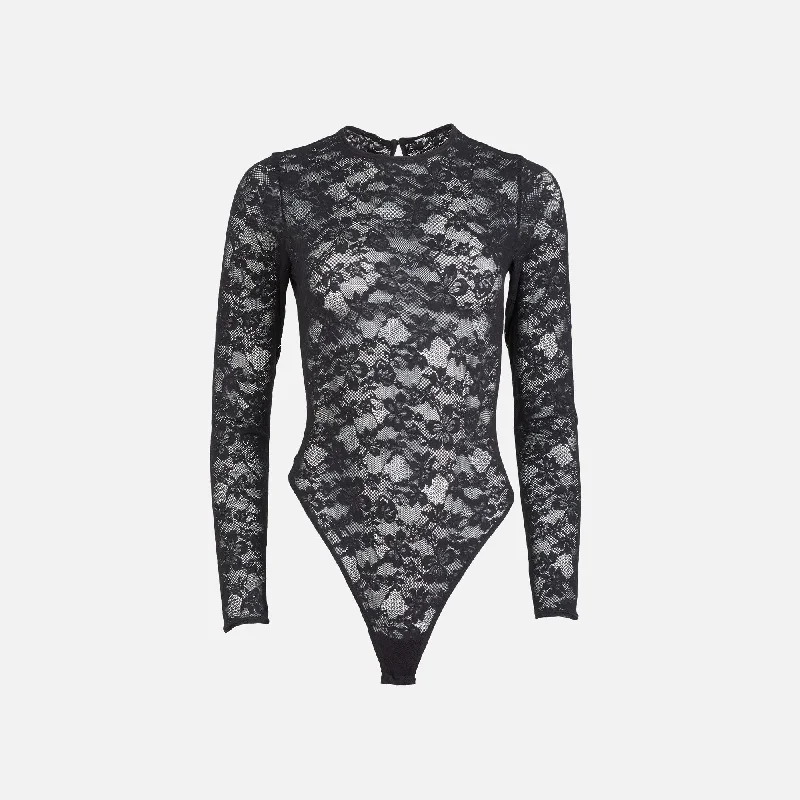 Women's Clothes And Garments Fleur du Mal Le Stretch Long Sleeve Bodysuit - Black