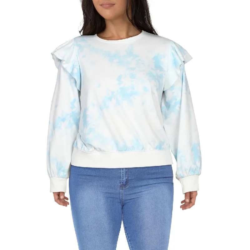 Elegant Fashion Womens Tie Dye Ruffle Sweatshirt