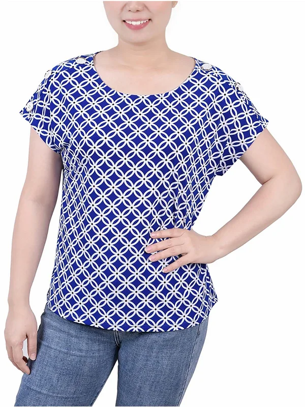 Women's Elegant Garments Petites Womens Printed Jersey Tunic Top