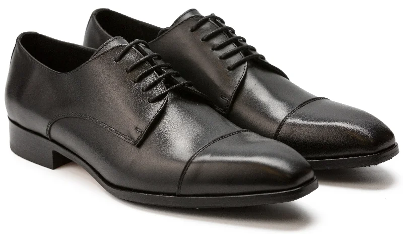 Men's Ultra-Light Shoes Luciana Men's Black Leather Cap toe Dress Shoe 6305
