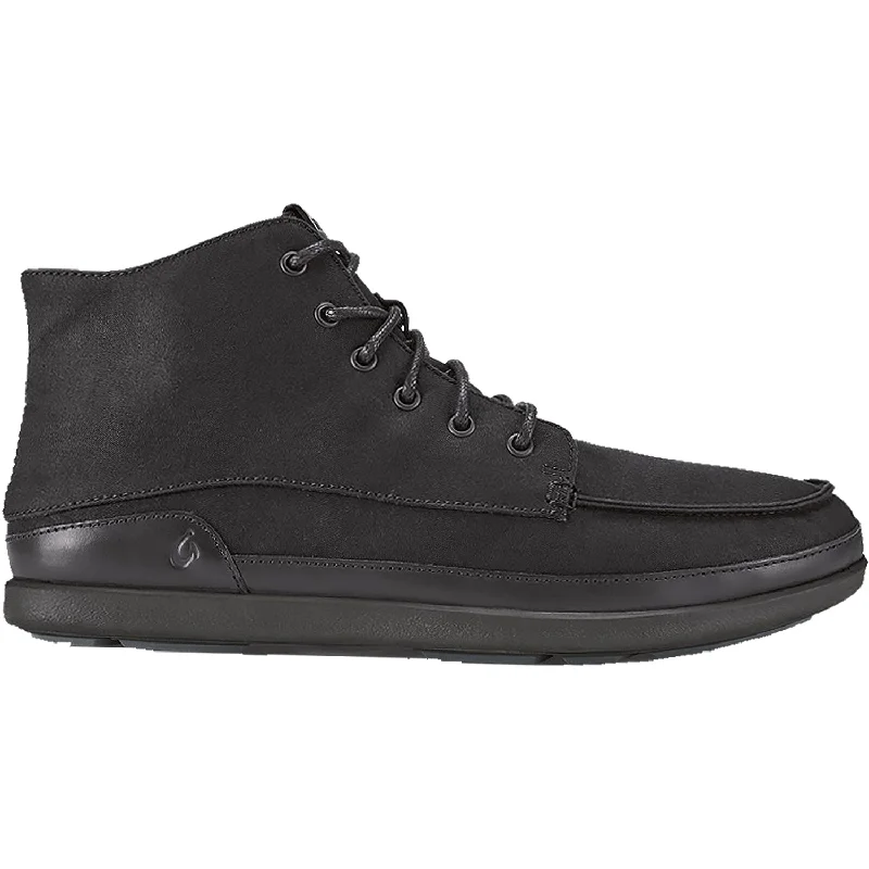 Men's Slip-Resistant Shoes Men's OluKai Nalukai Kapa Boot Black Canvas