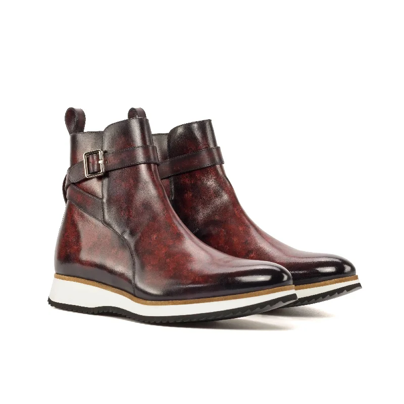 Men's Eco-Friendly Shoes DapperFam Rohan in Burgundy Men's Hand-Painted Patina Jodhpur Boot Men's Eco-Friendly Shoes DapperFam Rohan in Burgundy Men's Hand-Painted Patina Jodhpur Boot