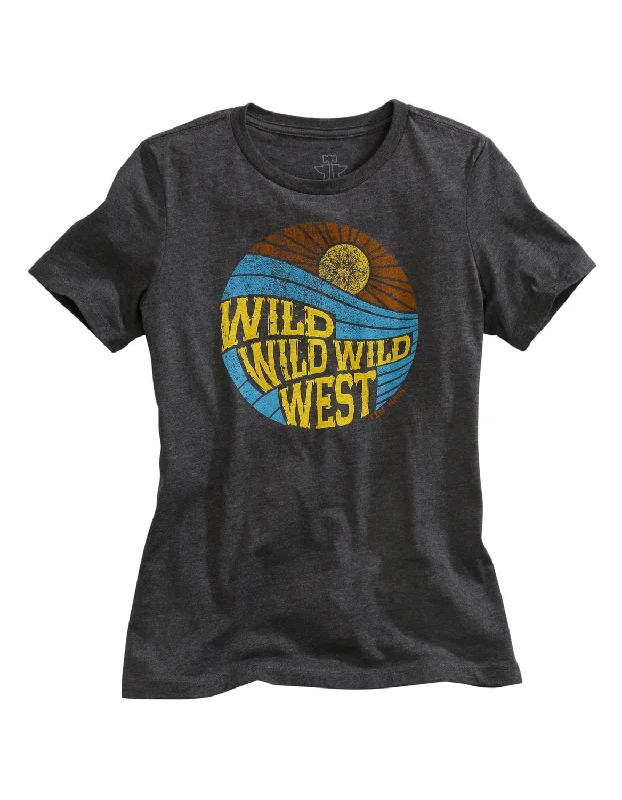 Stylish Women's Garments Tin Haul Womens Grey Cotton Blend Wild West S/S Retro T-Shirt