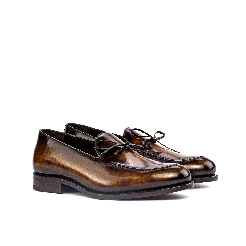 Men's Trendy Boots DapperFam Luciano in Tobacco Men's Hand-Painted Patina Loafer