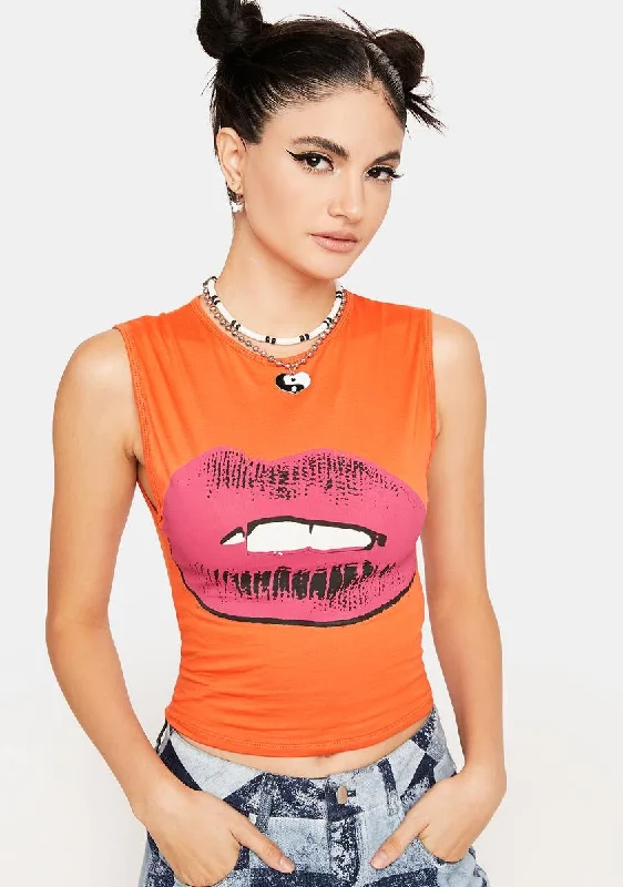 Women's Trendy Garments Orange Monlo Vest Top