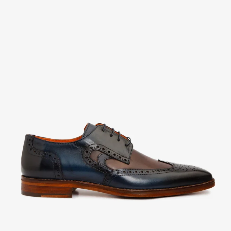 Special Holiday Sale On Premium Shoes The Neiva Navy/Brown Wingtip Semi Brogue Derby Men Shoe Special Holiday Sale On Premium Shoes The Neiva Navy/Brown Wingtip Semi Brogue Derby Men Shoe