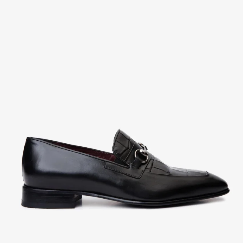 Men's Ultra-Light Shoes The Pusan Black Leather Bit Loafer Men Shoe
