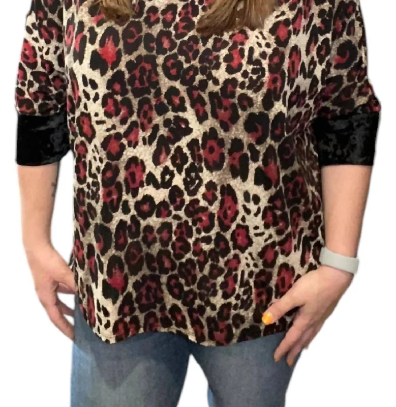 Street Style Fashion Leopard Sassy Tunic Top In Red