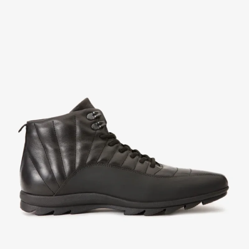 Men's Breathable Boots The Merter Black Leather Casual Lace-Up Men Boot
