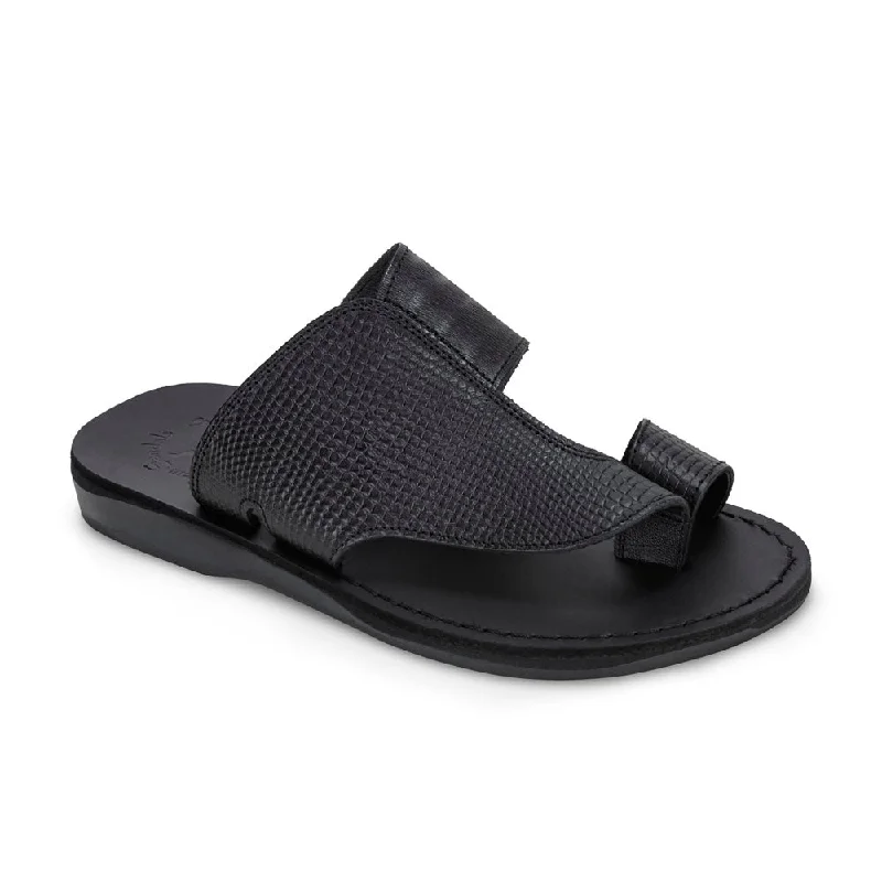 Men's Waterproof Boots Peter LE - Leather Toe Strap Sandal | Black Alligator