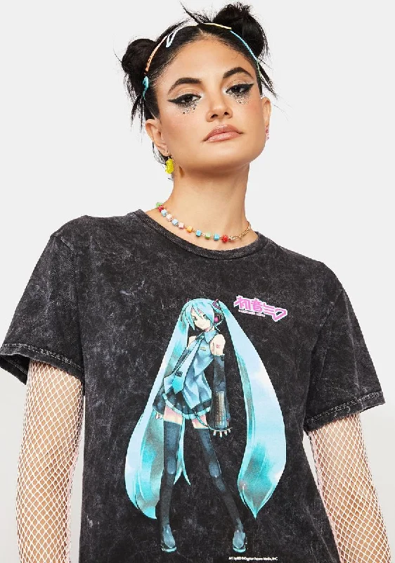 Women's Evening Wear X Hatsune Miku Acid Wash Graphic Tee