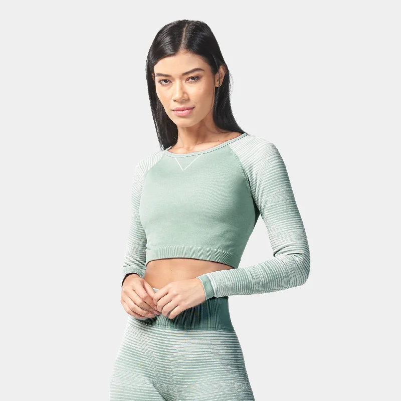 Women's Party Outfit Infinity Stripe Seamless Crop Top - Green Surf