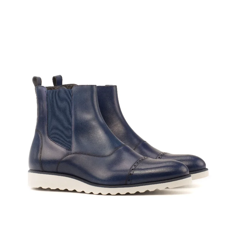 Stylish Shoes For Men DapperFam Vesuvio in Navy Men's Italian Leather Chelsea Multi Boot Stylish Shoes For Men DapperFam Vesuvio in Navy Men's Italian Leather Chelsea Multi Boot