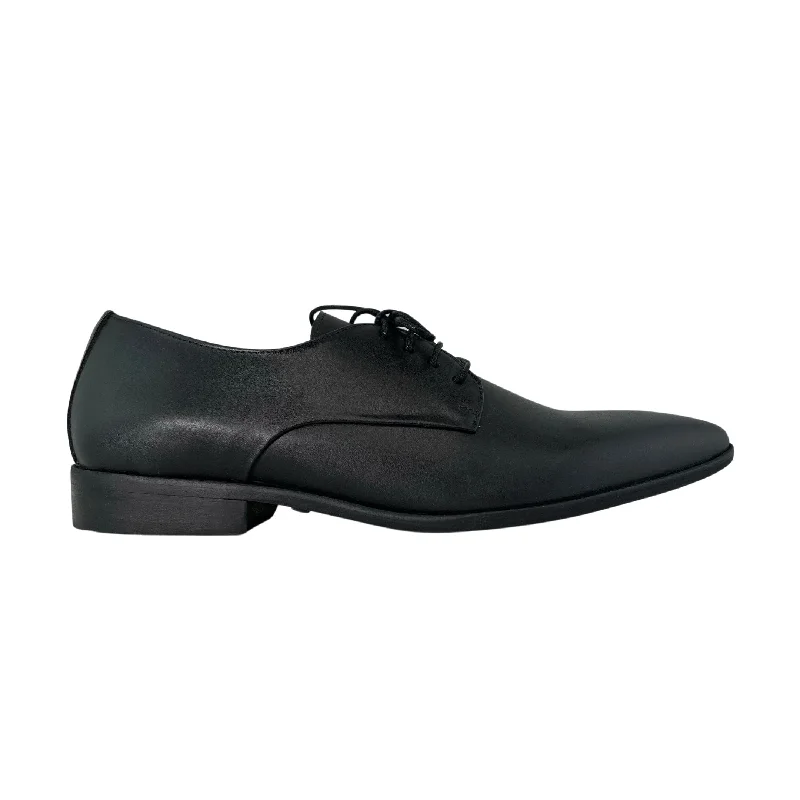 Men's Casual Boots 'Nero' Men's Vegan Derby Shoe by Zette Shoes - Matte Black