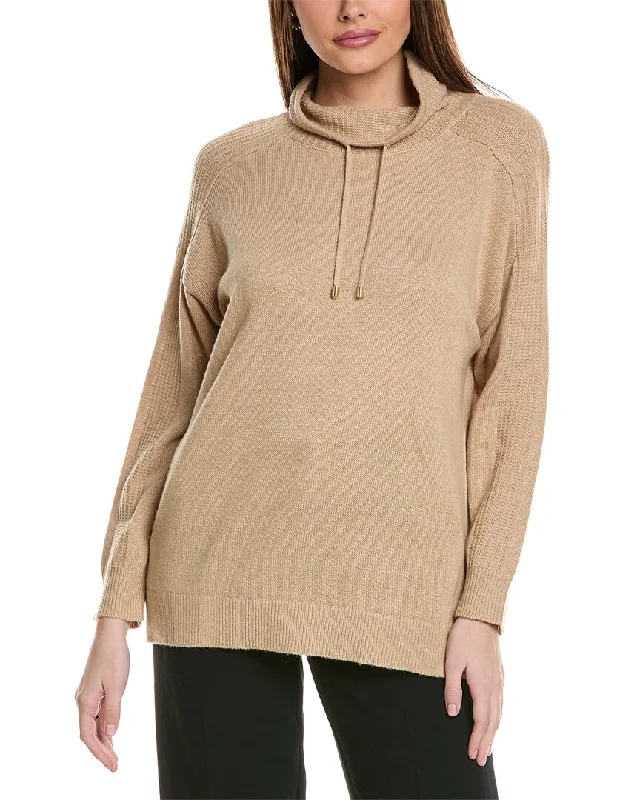 Fashionable Women's Outfit Anne Klein Mock Neck Cashmere-Blend Sweatshirt