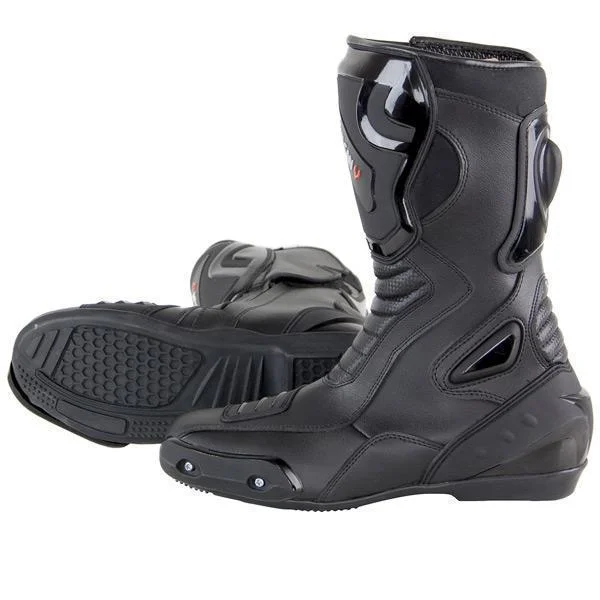 Men's Waterproof Boots Vulcan V300 Men's Velocity Black Leather Motorcycle Racing Sport Boots with Shift Protection