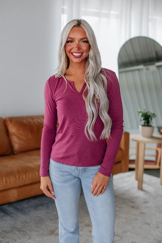 Women's Comfy Attire For Lounging Dalston Long Sleeve Top - Berry