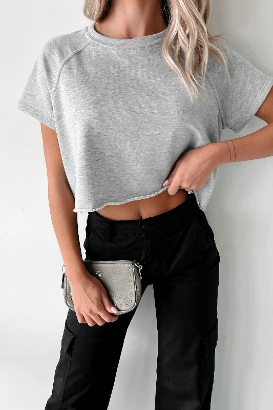 Easygoing Women's Style Callan Raglan Sleeve Crop Top (Heather Grey)