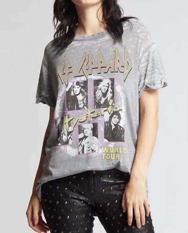 Women's Clothing Boutique Def Leppard Hysteria World Tour Graphic Tee In Steel Grey