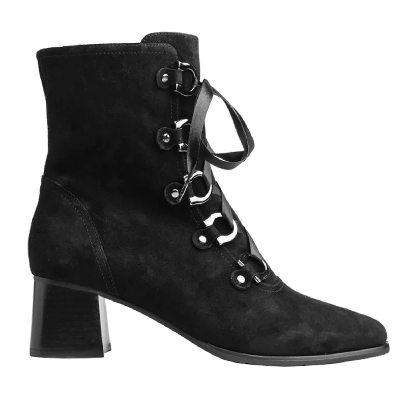 Men's Moisture-Wicking Boots Women's Regarde Le Ciel Ines-01 Black Suede
