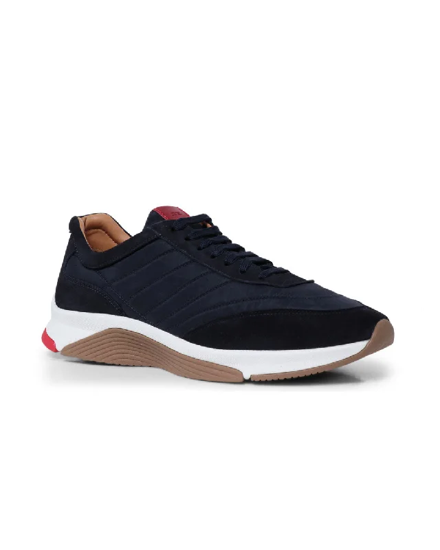 Men's Modern Boots Nylon and Suede Laceup Sneaker in Navy