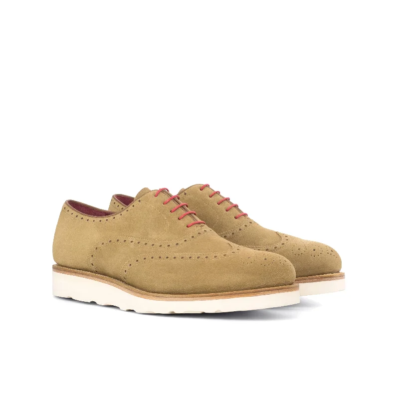 Men's Shock-Absorbing Boots DapperFam Aeron in Camel Men's Lux Suede Full Brogue