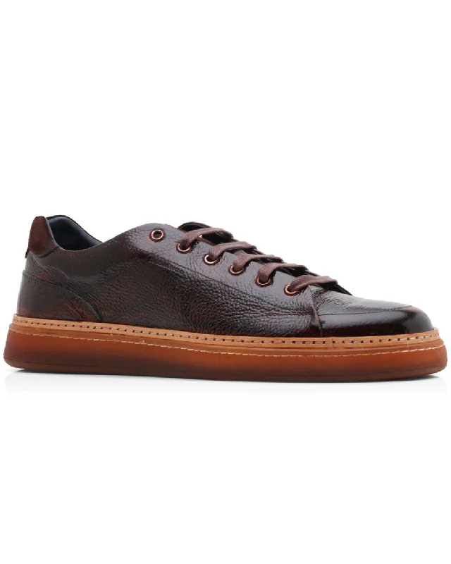 Men's Temperature-Regulating Boots Patent Leather Imola Sneaker in Chestnut