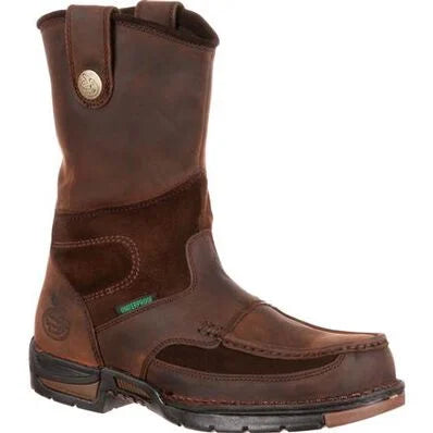 Men's Reinforced Sole Boots Georgia Athens Waterproof Wellington Workboot | G4403