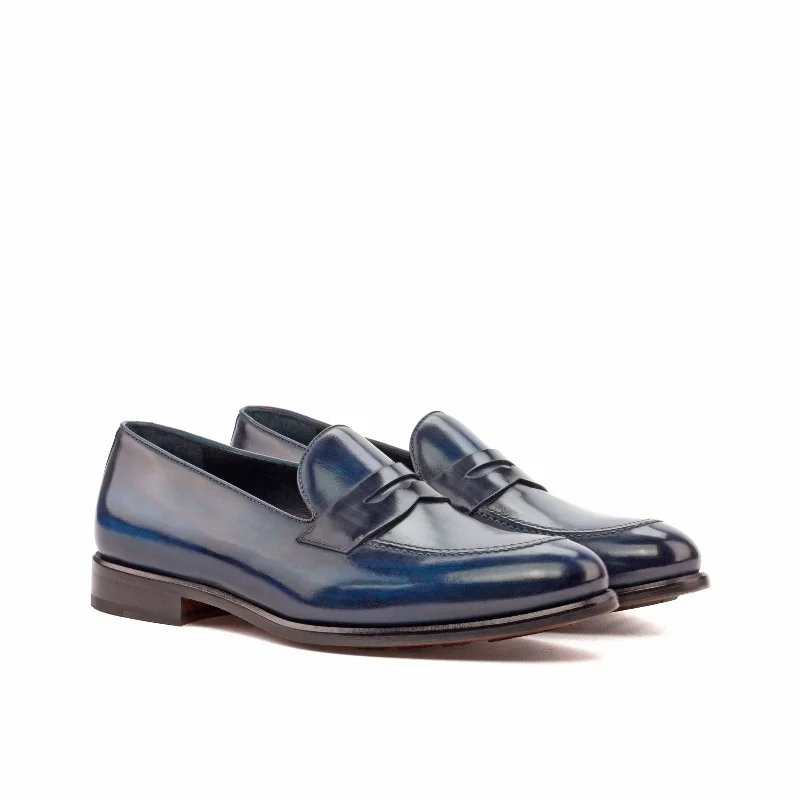 Men's Cushioned Boots DapperFam Luciano in Denim / Grey Men's Hand-Painted Patina Loafer