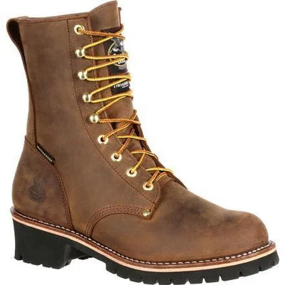 Men's Adaptive Fit Boots GB00065 Georgia Boot Men's 8 in. Steel Toe Waterproof Logger Boot