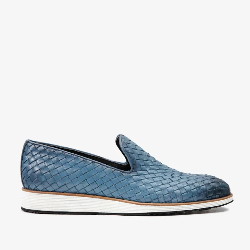 Men's Elegant Shoes The Ostrava Blue Leather Woven Slip-on Loafer Men Shoe Final Sale! Men's Elegant Shoes The Ostrava Blue Leather Woven Slip-on Loafer Men Shoe Final Sale!