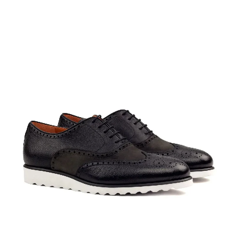 Men's All-Day Wear Shoes DapperFam Aeron in Black / Grey Men's Lux Suede & Italian Full Grain Leather Full Brogue Men's All-Day Wear Shoes DapperFam Aeron in Black / Grey Men's Lux Suede & Italian Full Grain Leather Full Brogue