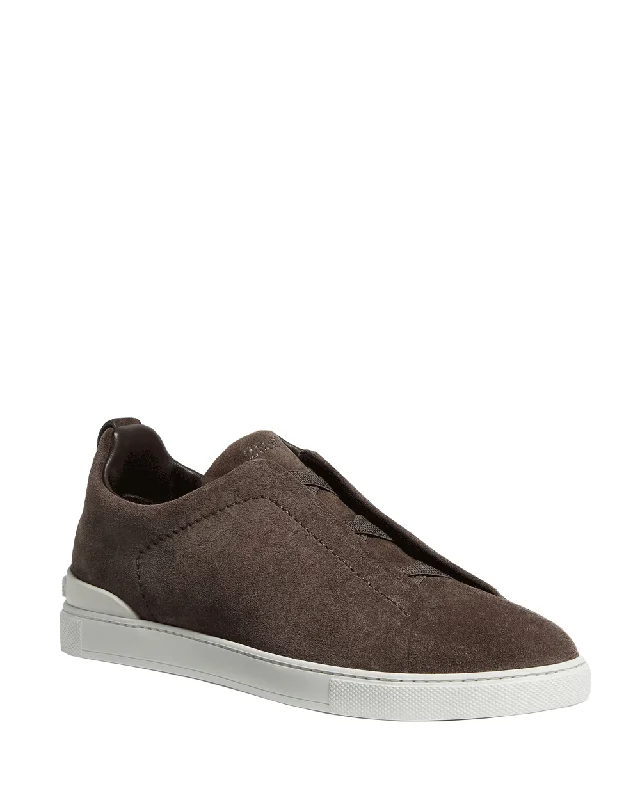 Men's Versatile Shoes Suede Triple Stitch Sneakers in Mocha