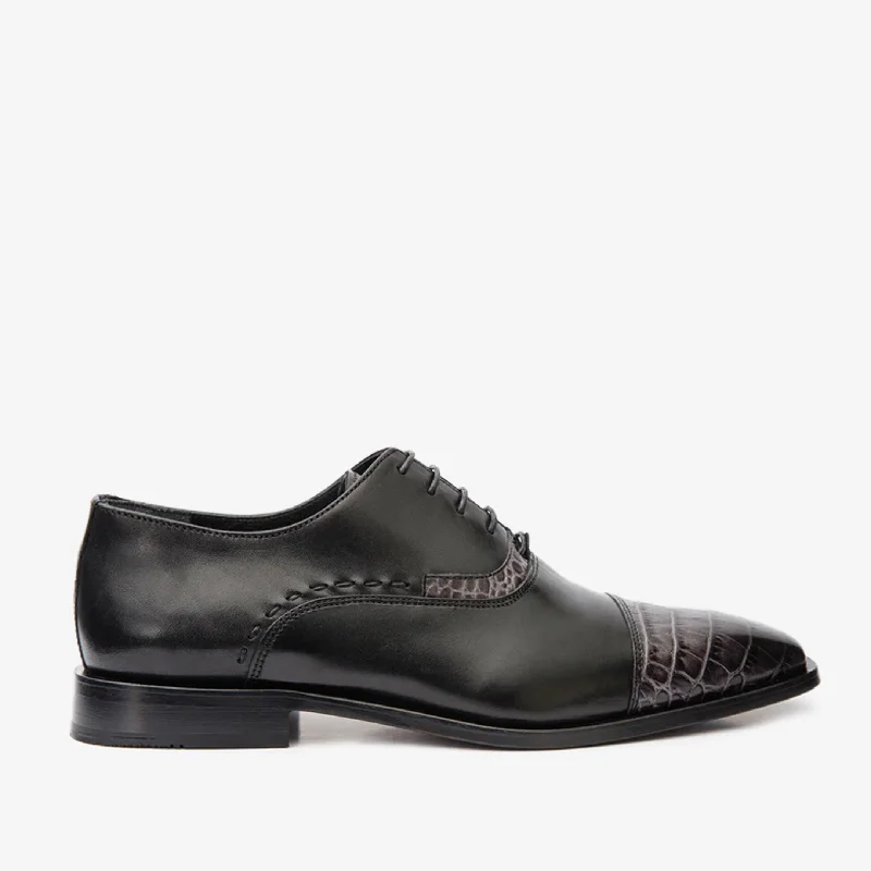 Men's Minimalist Boots The Yukon Black Single Brogue Cap Toe Oxford Men Shoe