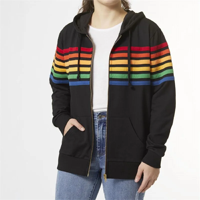 New Arrival Discounts Amora Multi Stripe Zip-Up Sweatshirt In Black