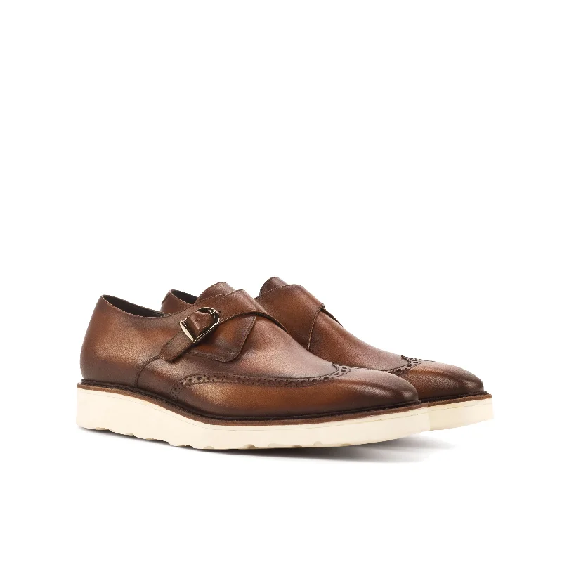 Men's Modern Shoes DapperFam Brenno in Med Brown Men's Italian Leather Single Monk Men's Modern Shoes DapperFam Brenno in Med Brown Men's Italian Leather Single Monk