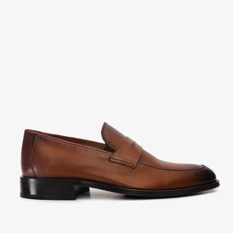 Men's Elegant Shoes The Marinka Tan Leather Shoe Penny Loafer Men Shoe