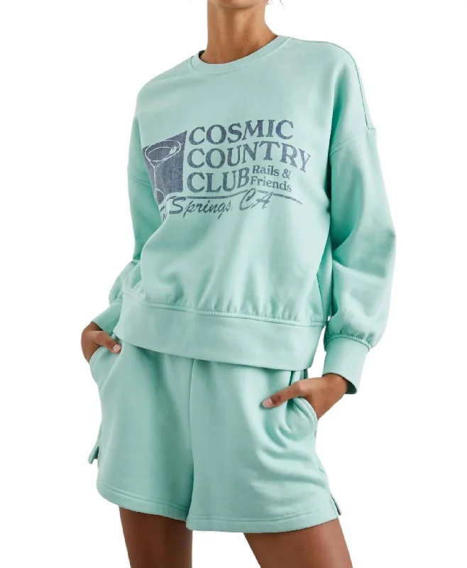 Trendy Women's Wear Favorite Sweatshirt In Mint Cosmic Country Club