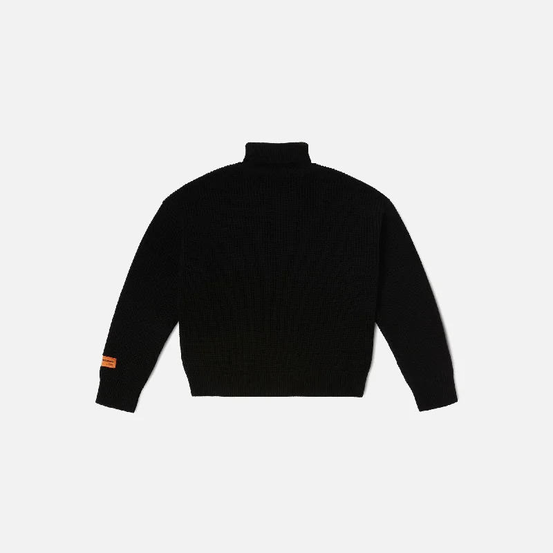 Women's Trendy Apparel Heron Preston Crop Long Sleeve Rollneck Sweater - Black