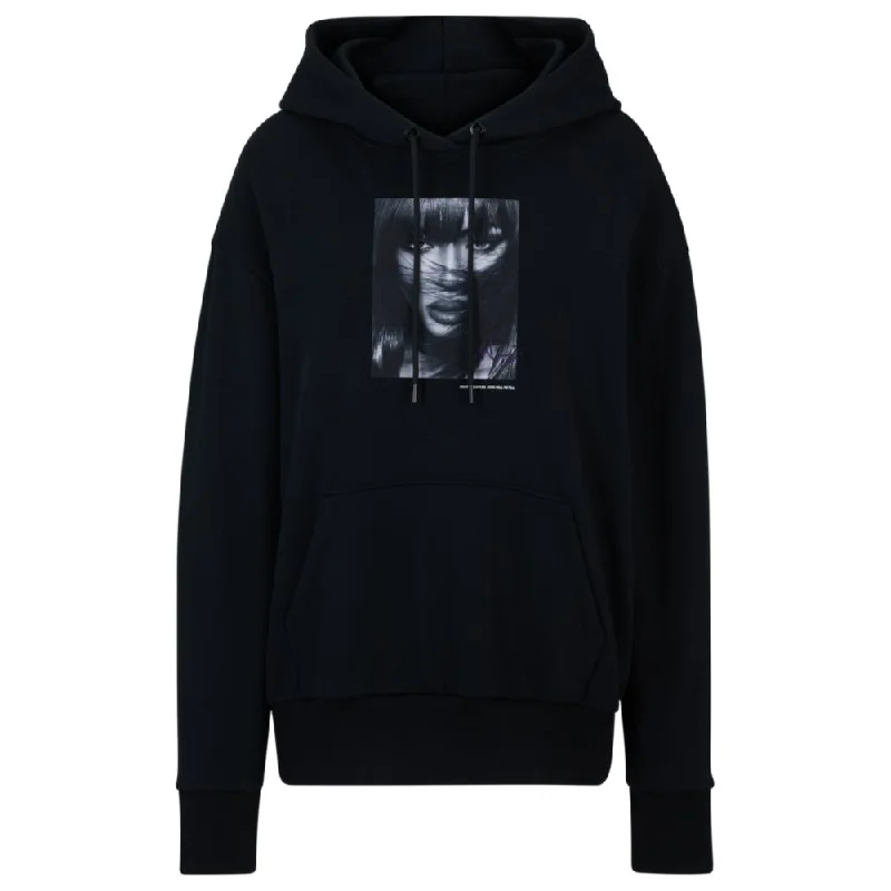 Sporty Streetwear NAOMI x BOSS cotton-terry sweatshirt with ribbed trims