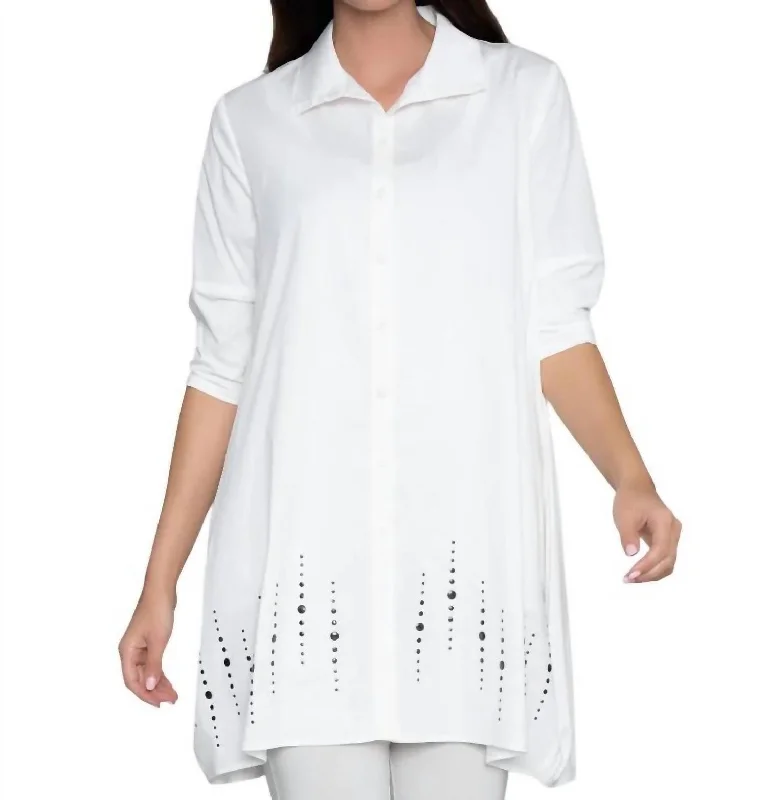 Plus Size Women's Fashion Tiburon Icon Studded Tunic In Soft White Stud