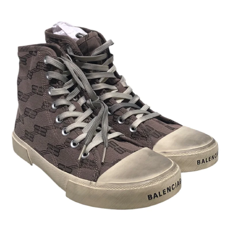 Men's Temperature-Regulating Boots BALENCIAGA/Hi-Sneakers/US 8/Monogram/Cotton/BRW/PARIS BB Men's Temperature-Regulating Boots BALENCIAGA/Hi-Sneakers/US 8/Monogram/Cotton/BRW/PARIS BB